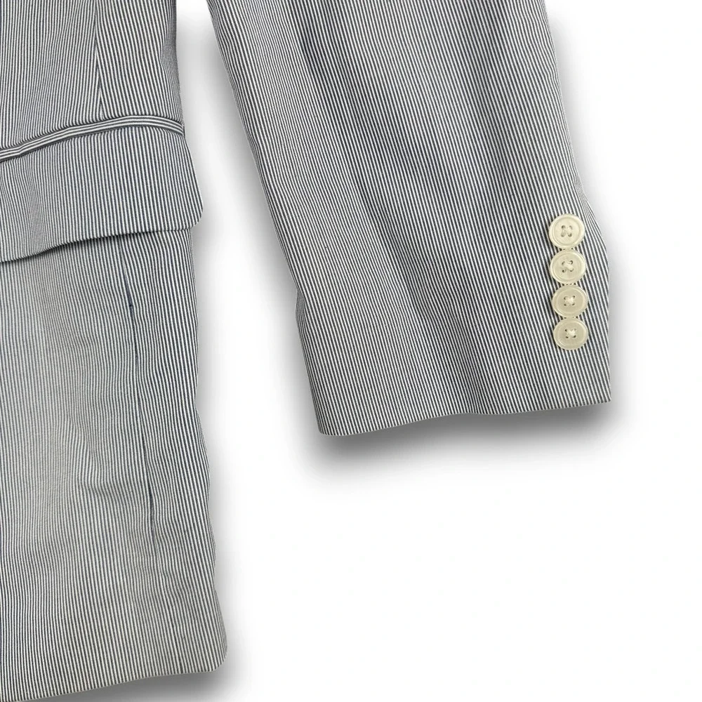 Chaps Blazer Mens 42R Blue Seersucker Striped Two Button Formal Coat‎ Geometric